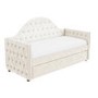 Single Day Bed Sofa with Trundle in Cream Velvet - Dakota