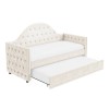 Single Day Bed Sofa with Trundle in Cream Velvet - Dakota