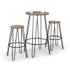 Solid Elm Round Bar Table with 2 Matching Stools - Julian Bowen