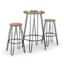 Solid Elm Round Bar Table with 2 Matching Stools - Julian Bowen