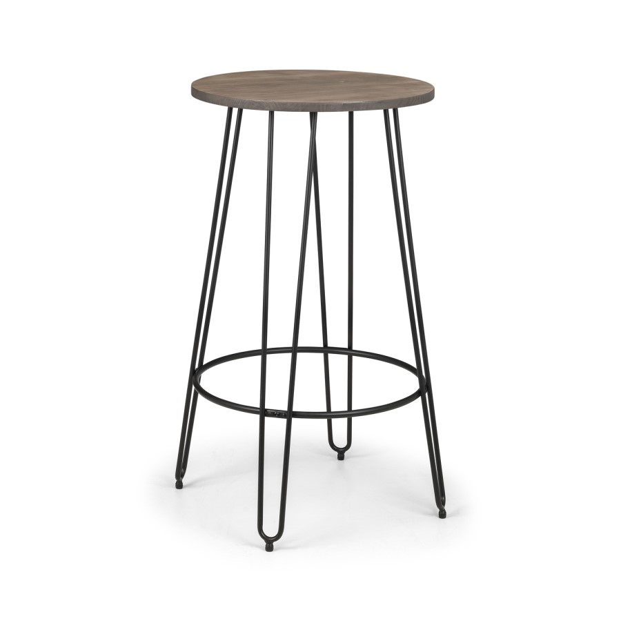 Solid Elm Round Bar Table with 2 Matching Stools - Julian Bowen