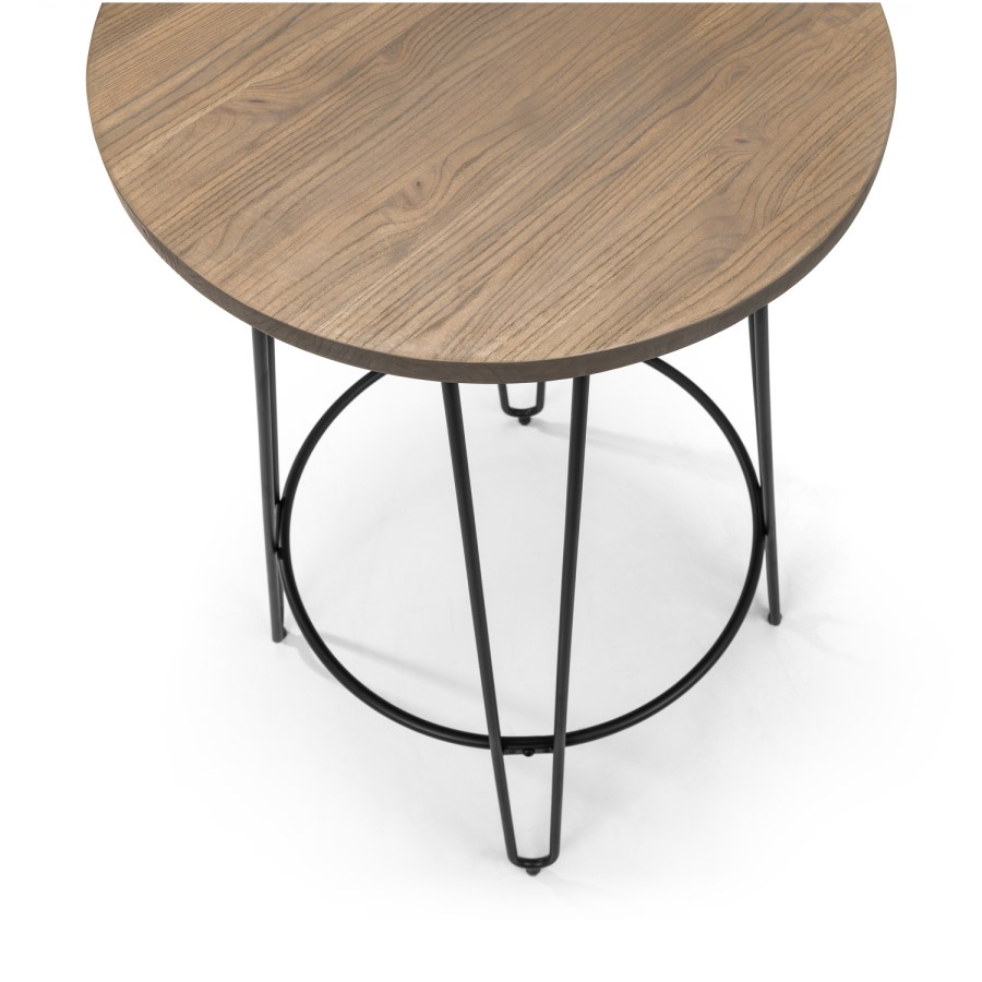 Solid Elm Round Bar Table with 2 Matching Stools - Julian Bowen