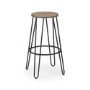 Solid Elm Round Bar Table with 2 Matching Stools - Julian Bowen