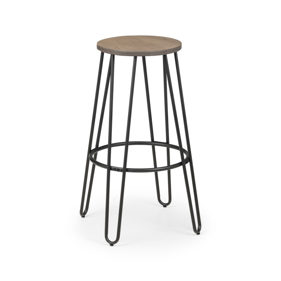 Solid Elm Round Bar Table with 2 Matching Stools - Julian Bowen
