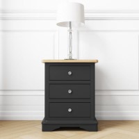 GRADE A1 - Darley Two Tone Bedside Table in Solid Oak and Anthracite