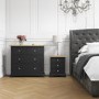 GRADE A1 - Darley Two Tone Bedside Table in Solid Oak and Anthracite