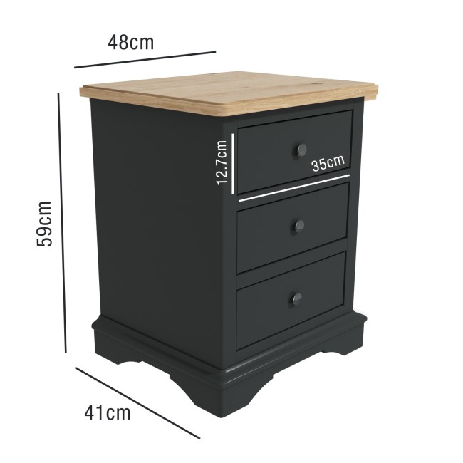 Darley Two Tone Bedside Table in Solid Oak and Anthracite