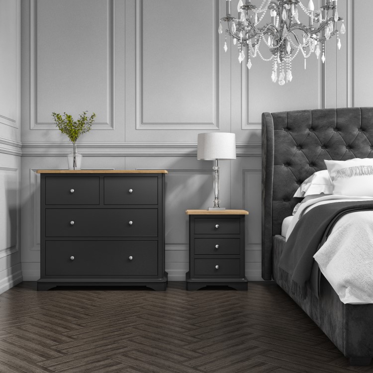 Darley Two Tone Bedside Table in Solid Oak and Anthracite