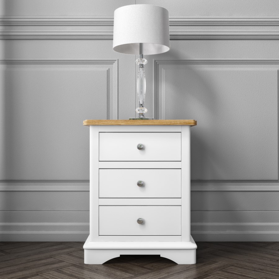 GRADE A1 - Darley Two Tone Bedside Table in Solid Oak and White 