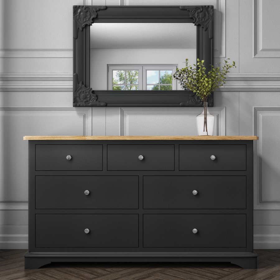 Darley 4+3 Wide Chest of Drawers in Solid Oak and Anthracite
