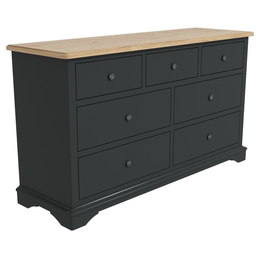 Darley 4+3 Wide Chest of Drawers in Solid Oak and Anthracite