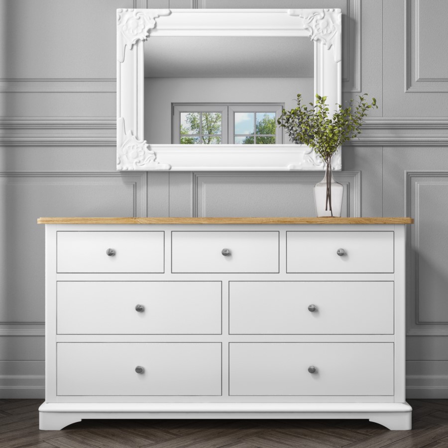 Darley 4+3 Wide Chest of Drawers in Oak and White
