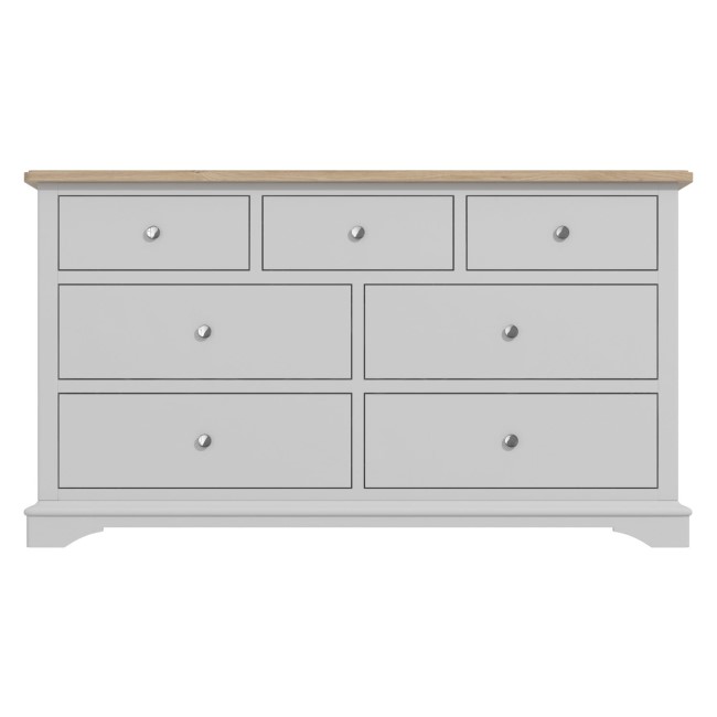 GRADE A1 - Darley Two Tone Wide Chest of Drawers in Solid Oak and Light Grey