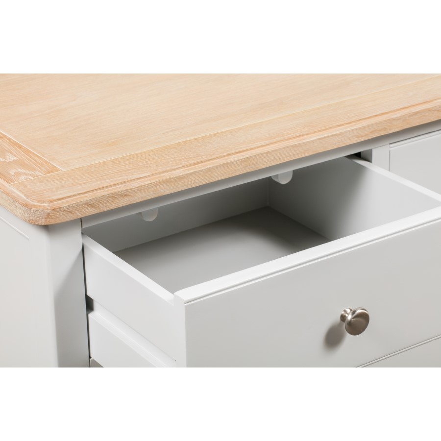 GRADE A2 - Darley Two Tone Wide Chest of Drawers in Solid Oak and Light Grey