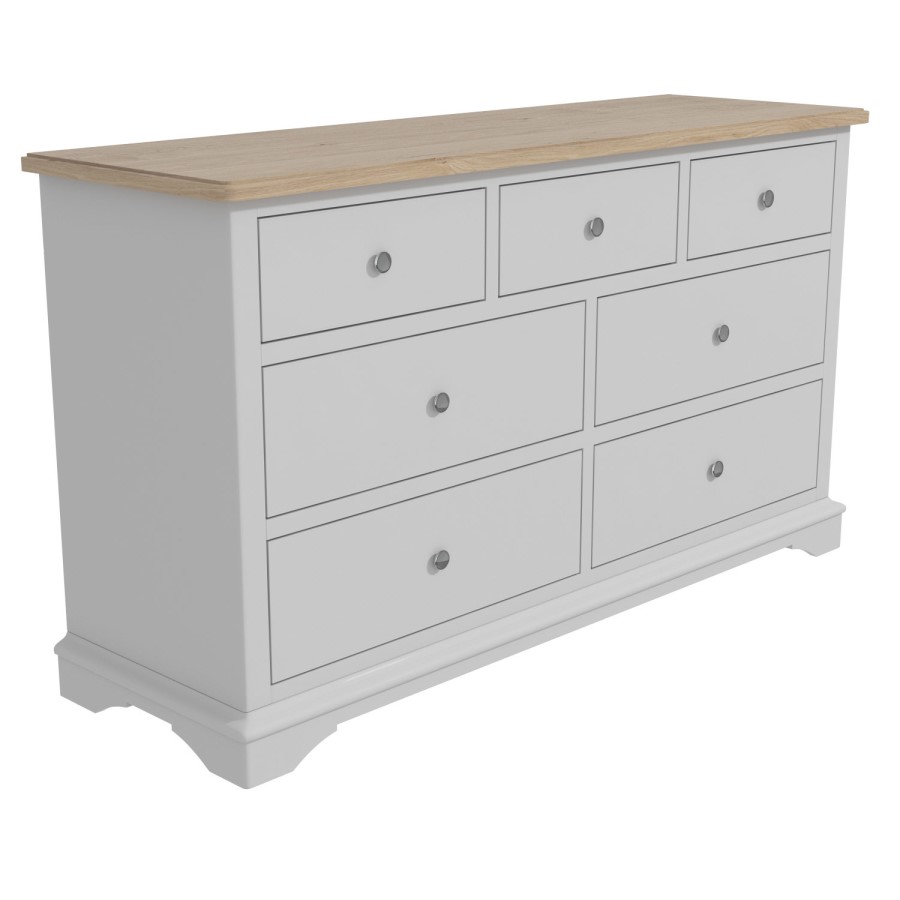GRADE A2 - Darley Two Tone Wide Chest of Drawers in Solid Oak and Light Grey