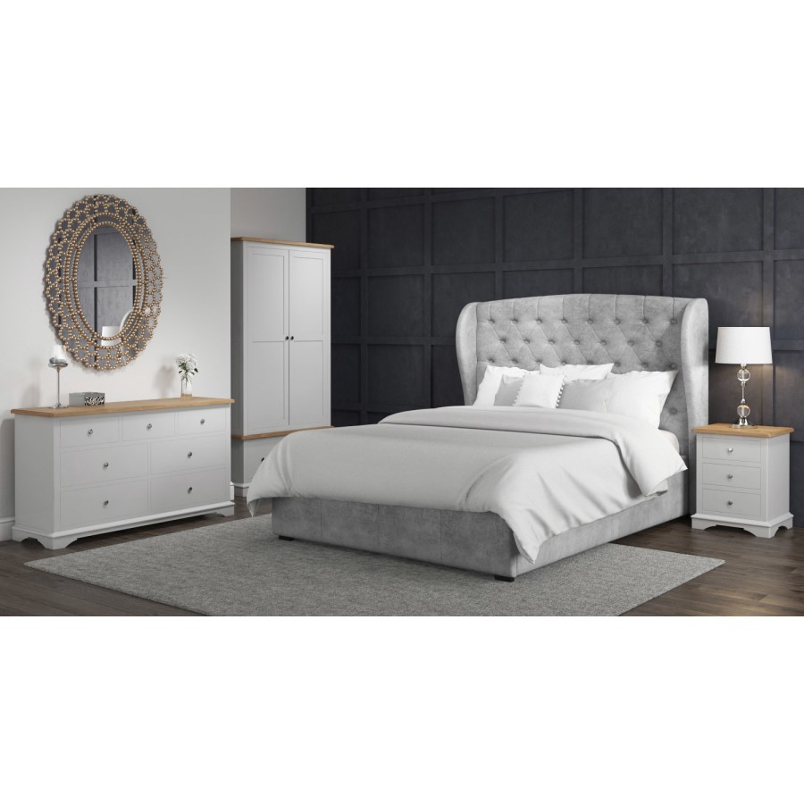 Darley Two Tone Blanket Box in Solid Oak and Light Grey