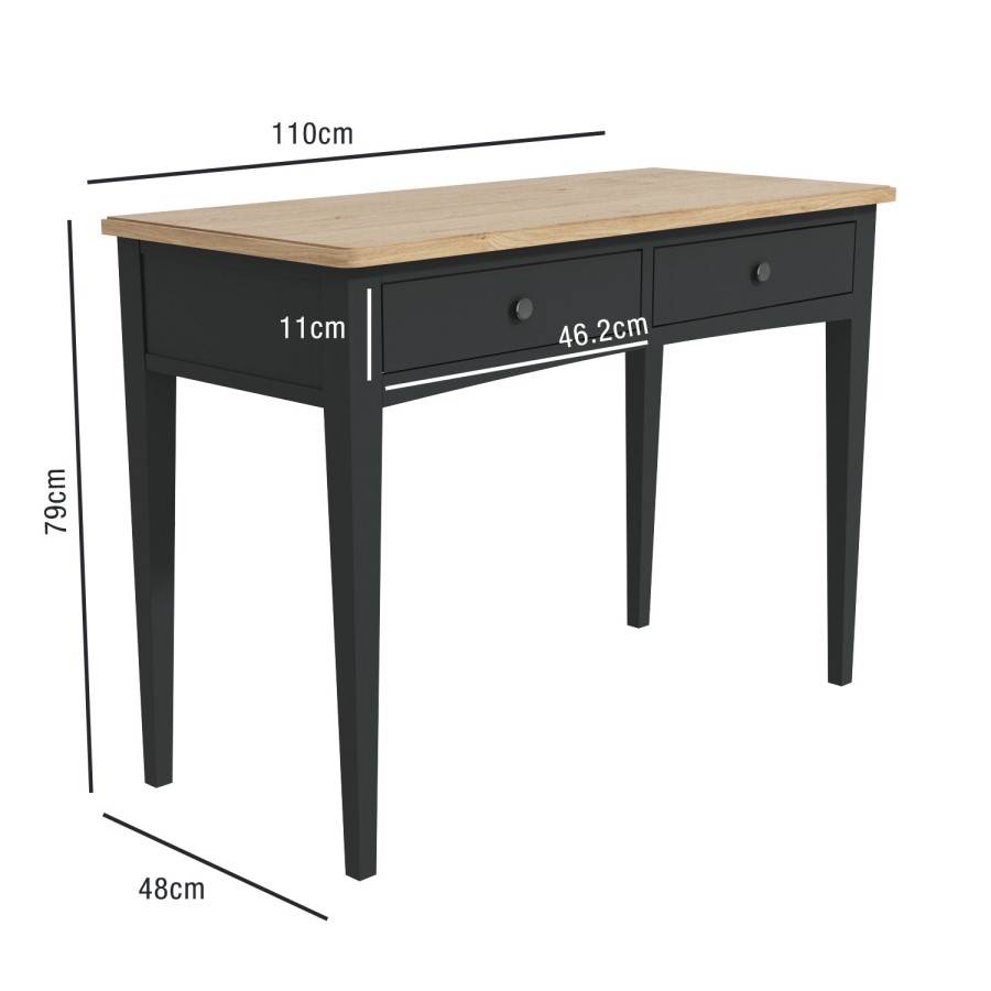 Darley Two Tone Dressing Table in Solid Oak and Anthracite