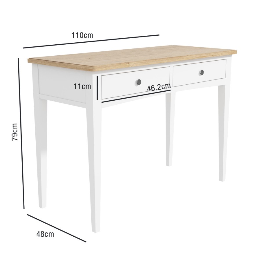 Darley Two Tone Dressing Table in Solid Oak and White
