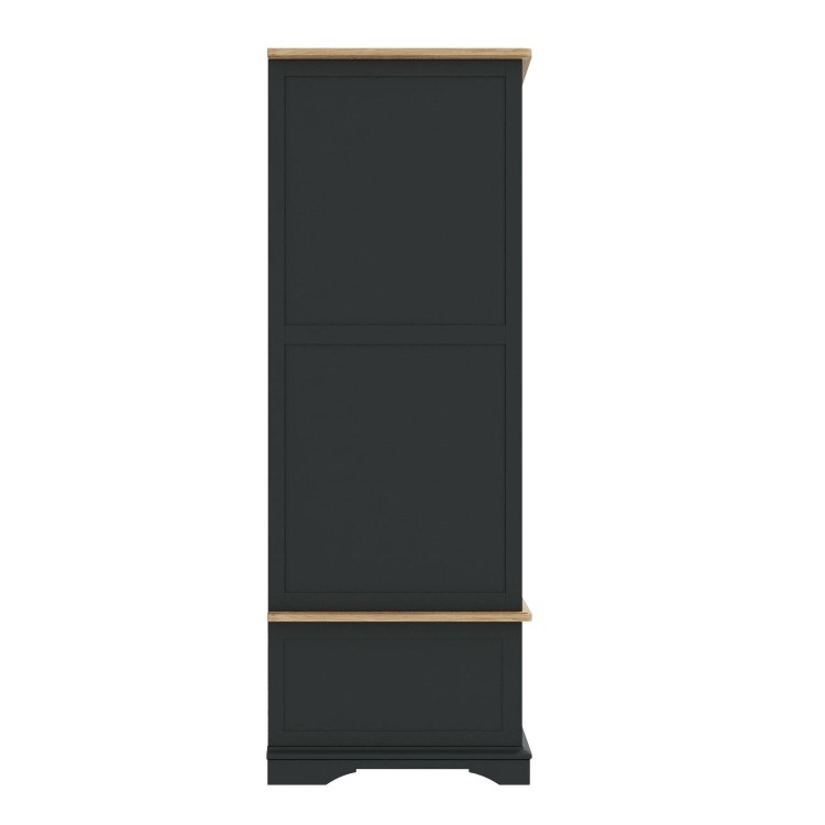 Darley Dark Grey Triple Wardrobe in Solid Oak with Drawers