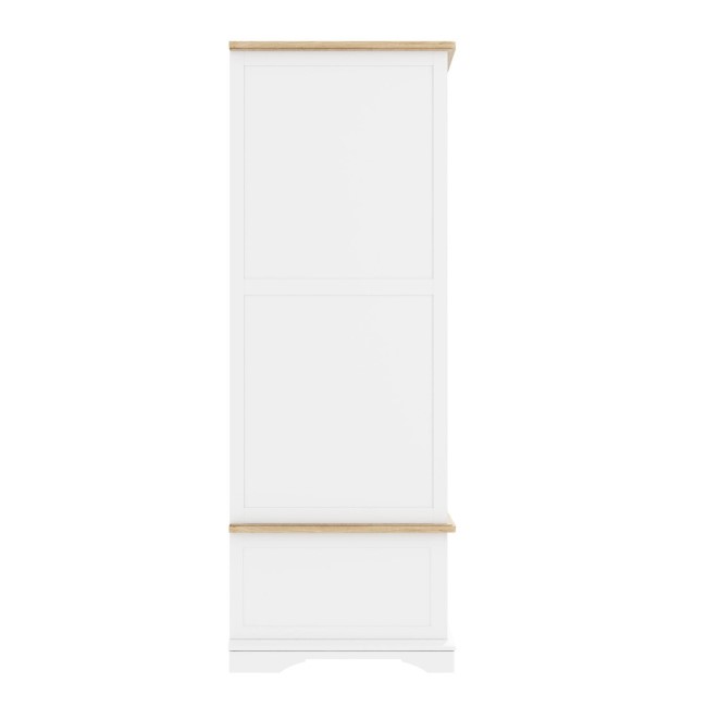 Darley White Triple Wardrobe in Solid Oak with Drawers