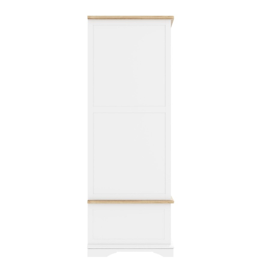 Darley White Triple Wardrobe in Solid Oak with Drawers