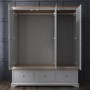 Grey Solid Oak 3 Door Triple Wardrobe with Drawers - Darley