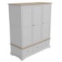 Grey Solid Oak 3 Door Triple Wardrobe with Drawers - Darley