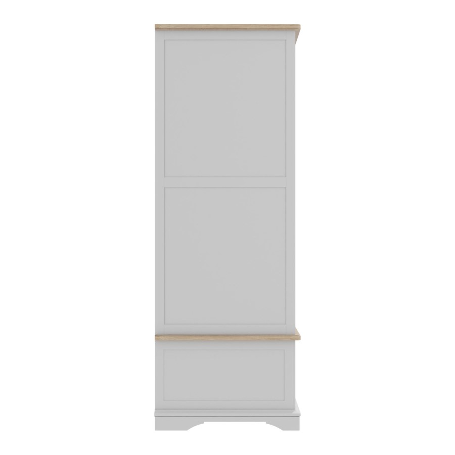 Grey Solid Oak 3 Door Triple Wardrobe with Drawers - Darley