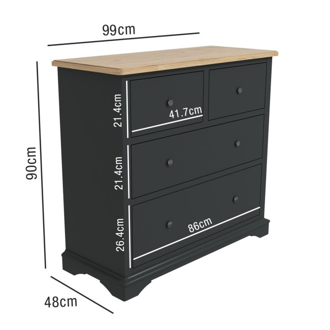 Darley Two Tone Chest of Drawers in Soild Oak and Anthracite