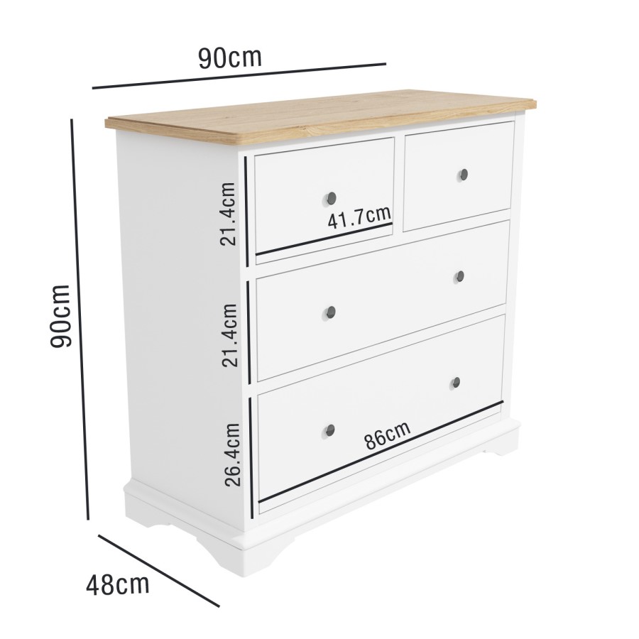 GRADE A1 - Darley Two Tone Chest of Drawers in Soild Oak and White