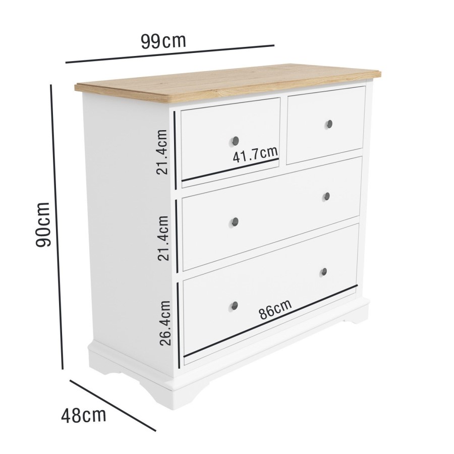 Darley Two Tone Chest of Drawers in Soild Oak and White