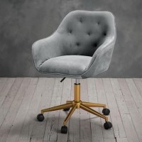 Grey Velvet Office Chair with Gold Base - Darwin - LPD