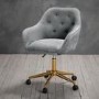 Grey Velvet Office Chair with Gold Base - Darwin - LPD