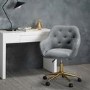 Grey Velvet Office Chair with Gold Base - Darwin - LPD