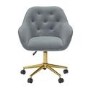 Grey Velvet Office Chair with Gold Base - Darwin - LPD