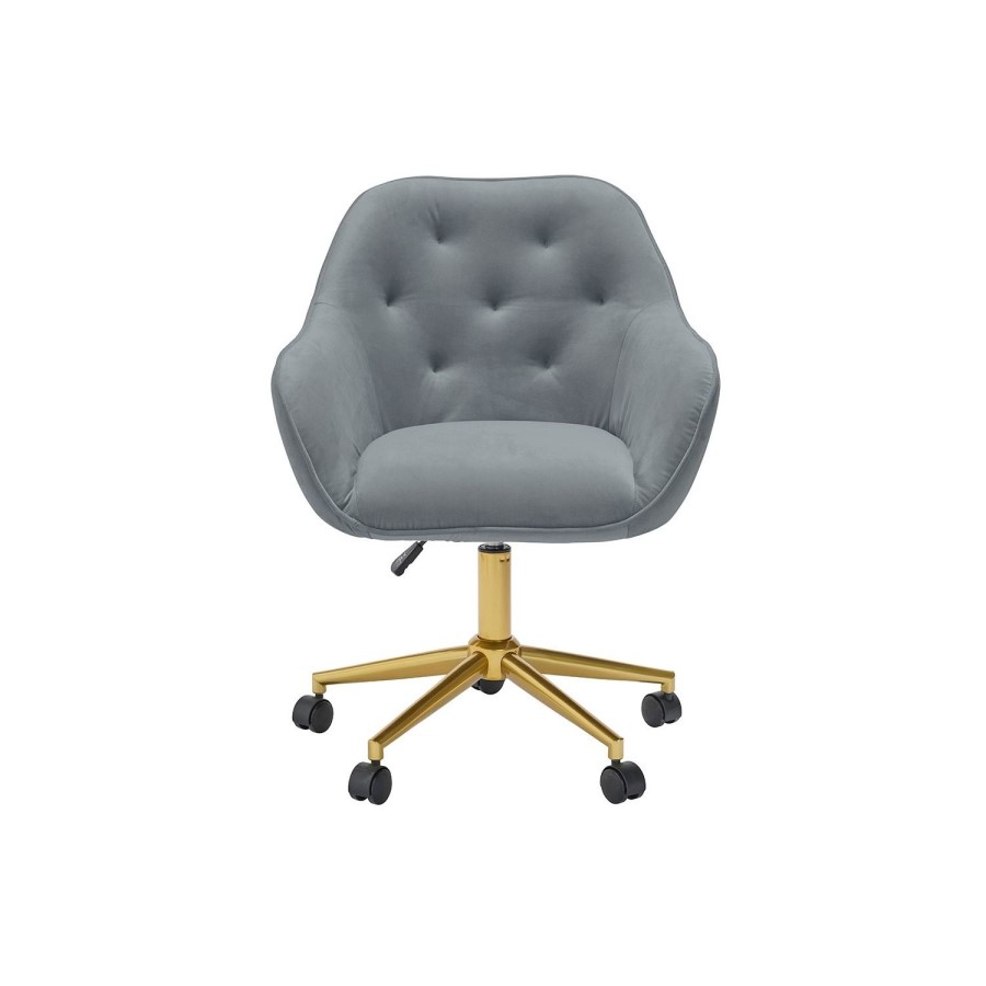 Grey Velvet Office Chair with Gold Base - Darwin - LPD