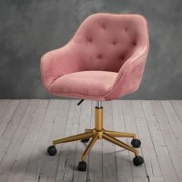 Pink Velvet Chesterfield Tub Swivel Office Chair - Darwin - LPD
