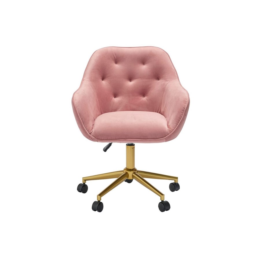 Pink Velvet Chesterfield Tub Swivel Office Chair - Darwin - LPD