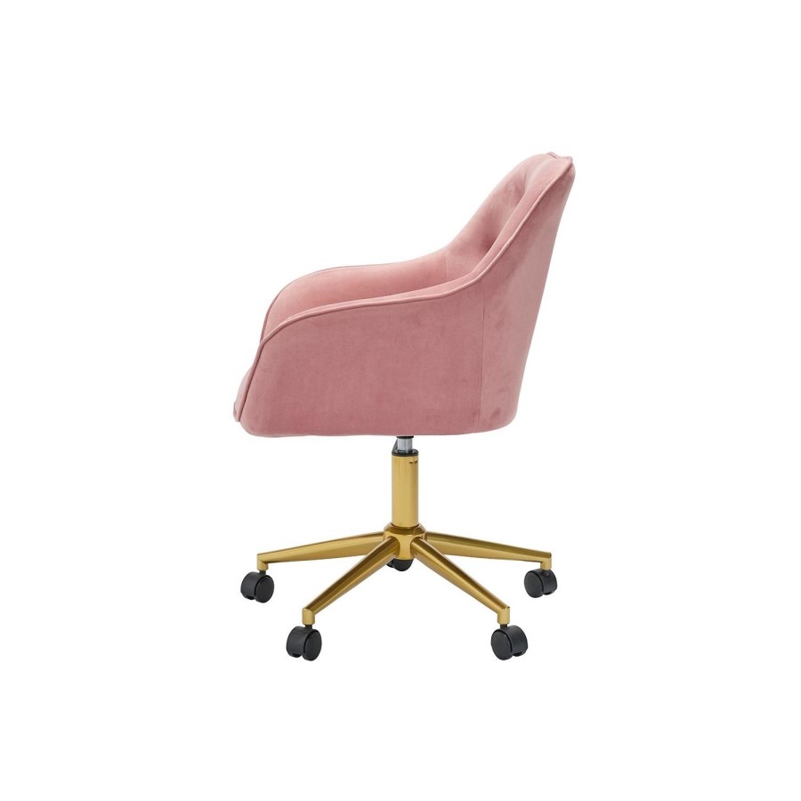 Pink Velvet Chesterfield Tub Swivel Office Chair - Darwin - LPD