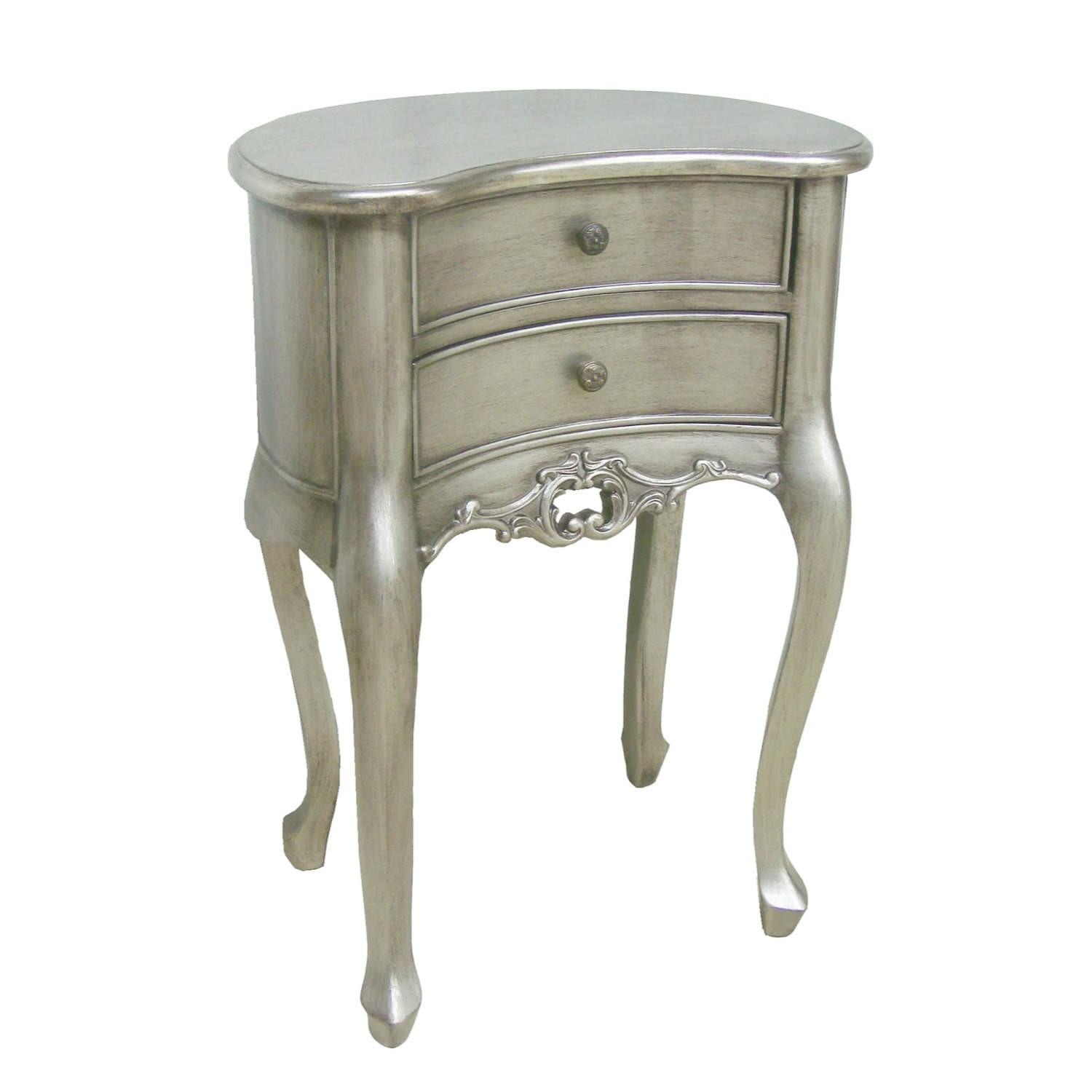 Wilkinson Furniture Dauphine Curved Night Table in Silver - Furniture123