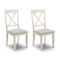 Set of 2 Ivory Wooden Cross Back Dining Chairs - Davenport