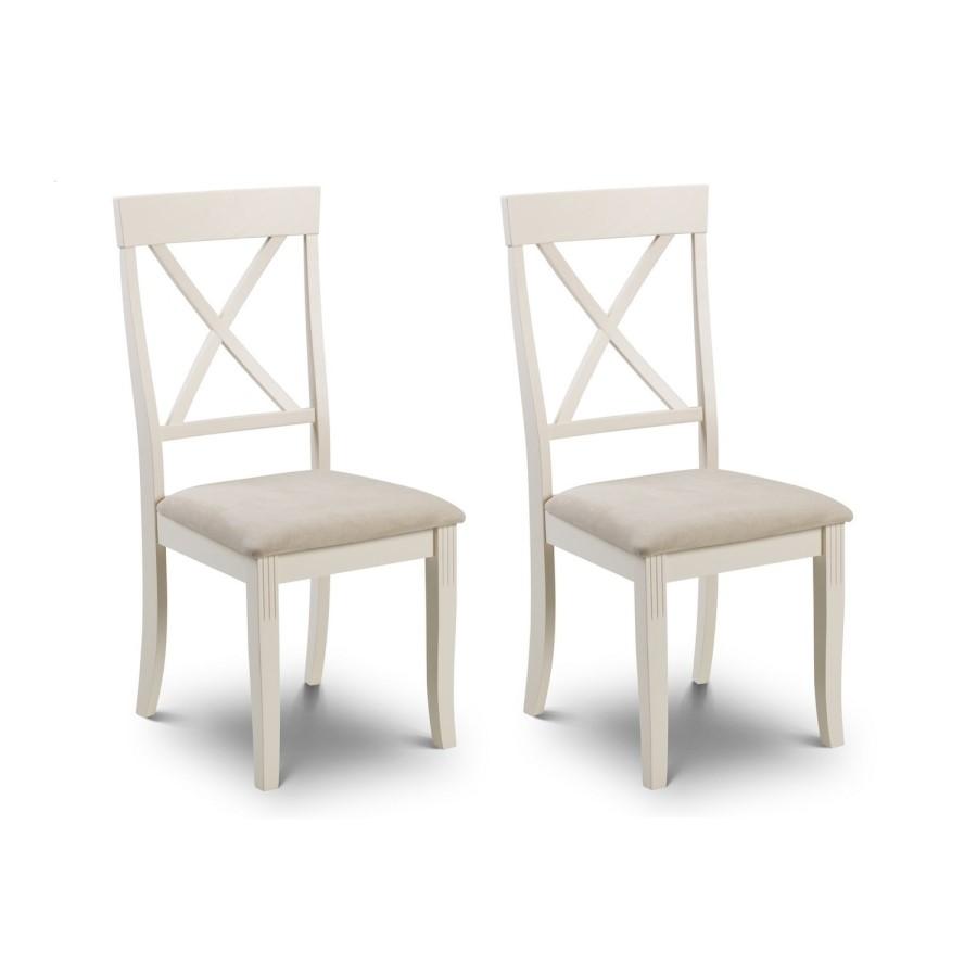 Set of 2 Ivory Wooden Cross Back Dining Chairs - Davenport