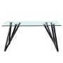 Glass Top Dining Table with Black Metal Legs - Seats 6 - Dax
