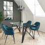 GRADE A1 - Glass Dining Table with Black Metal Legs- Seats 6 - Dax