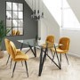GRADE A1 - Glass Dining Table with Black Metal Legs- Seats 6 - Dax
