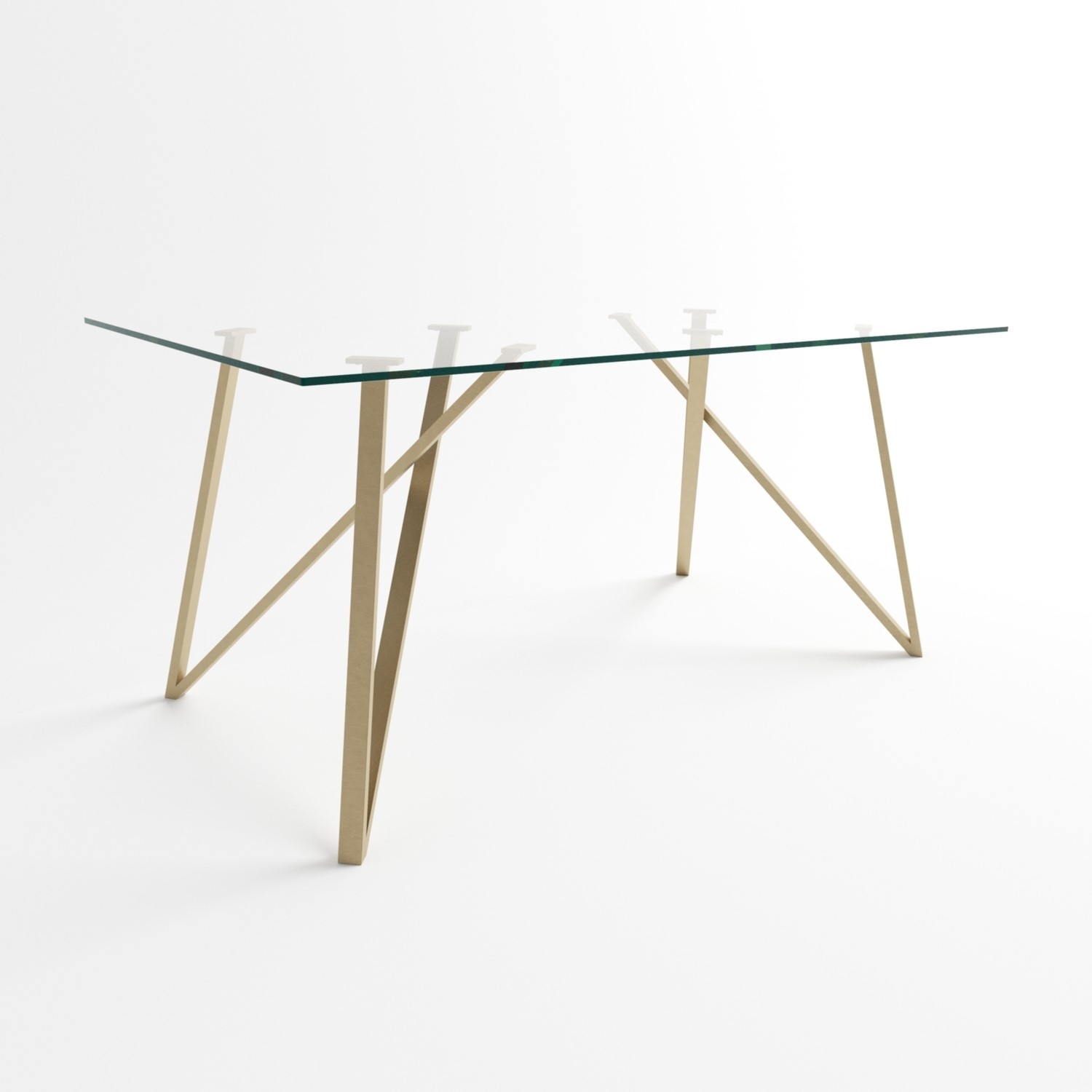 GRADE A1 - Glass Top Dining Table with Brass Legs - Seats 6 - Dax ...