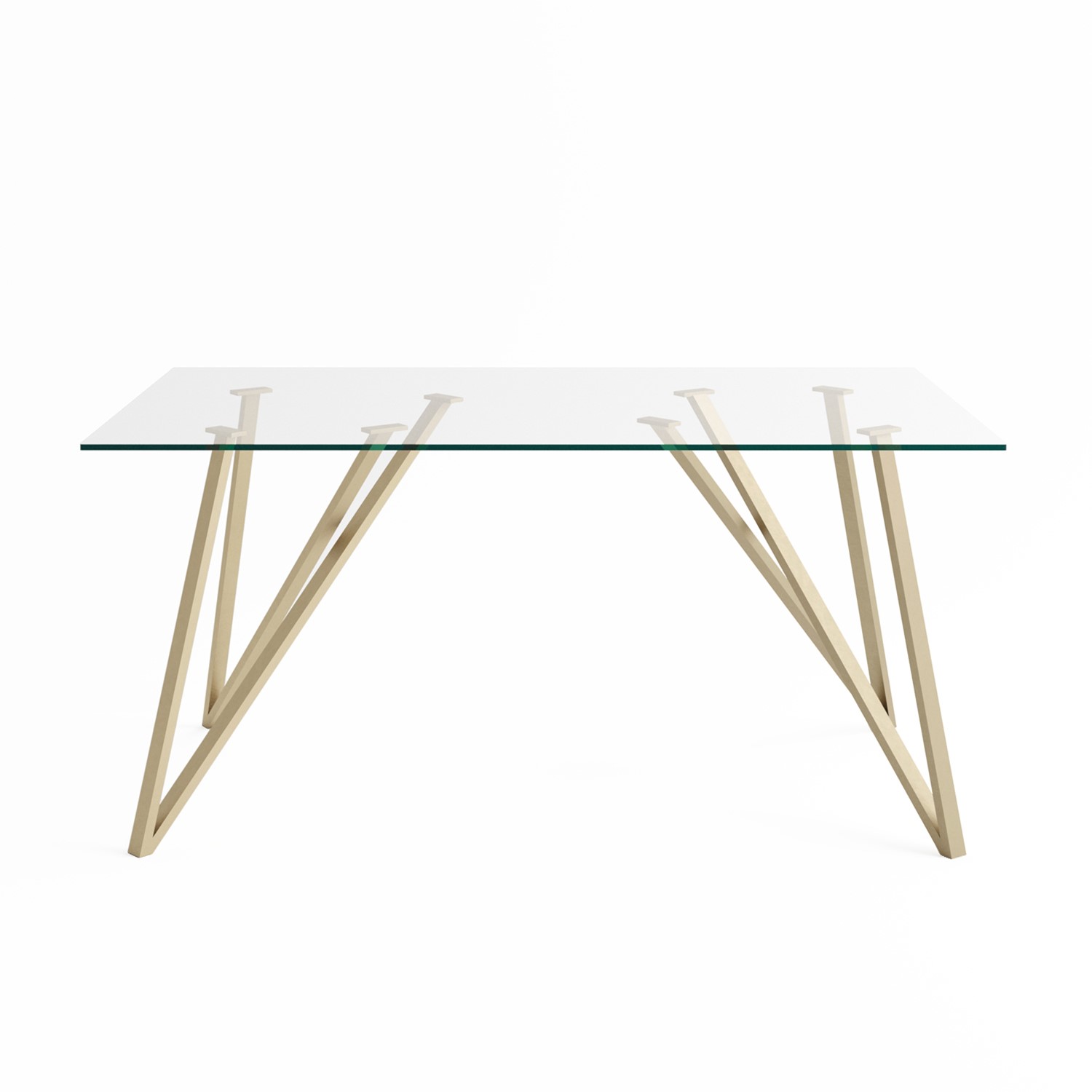 GRADE A1 - Glass Top Dining Table with Brass Legs - Seats 6 - Dax ...