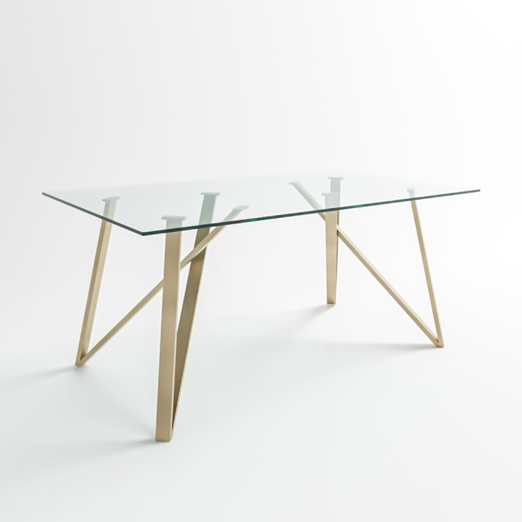 Glass Top Dining Table with Gold Legs - Seats 6 - Dax