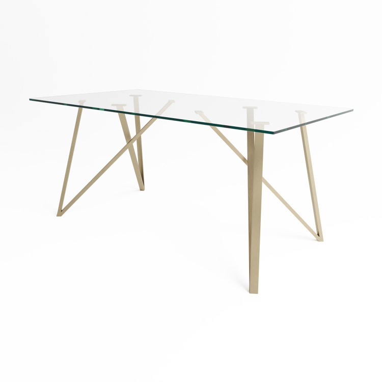 Glass Top Dining Table with Gold Legs - Seats 6 - Dax