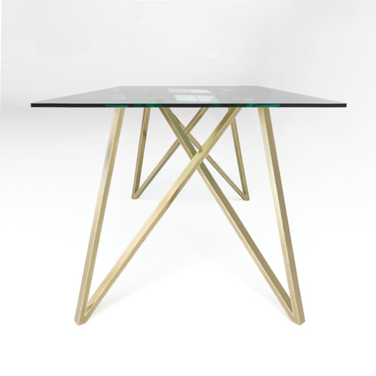 Glass Top Dining Table with Gold Legs - Seats 6 - Dax